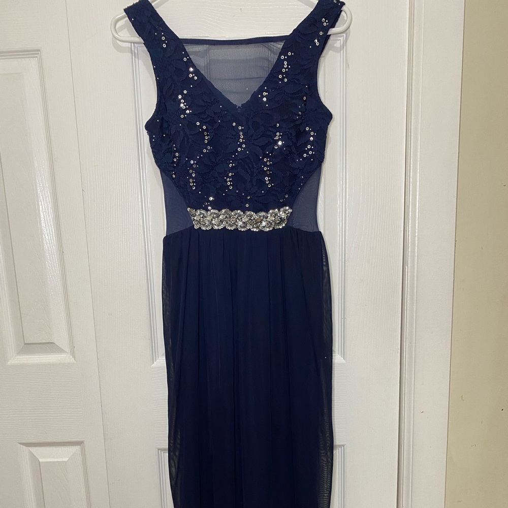 Lovely Navy Blue Dress - Maxi Dress - Lace Dress Gown size 3-small